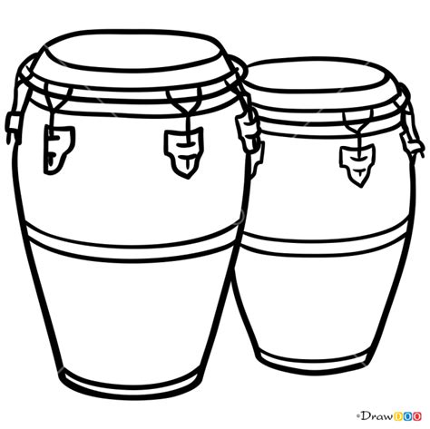 How To Draw Bongo Drums Musical Instruments