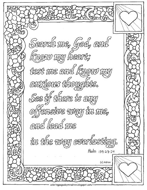 Coloring Pages for Kids by Mr. Adron: Printable Psalm 139:23, 24