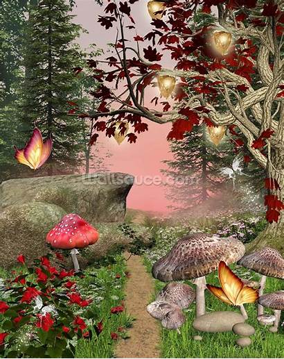 Forest Enchanted Pathway Nature Mural Fairy Butterfly
