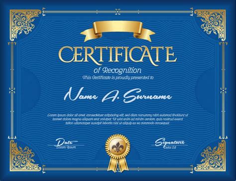 Blue Styles Certificate Template Vector Free Download