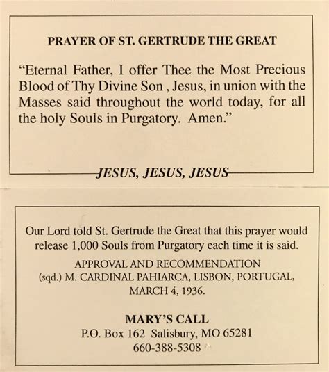 St Gertrude Prayer Card 2 X 3 12 Maryscall