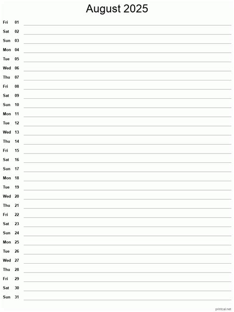 Printable august 2025 calendar
