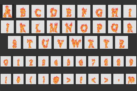 Fire Alphabet Letters And Numbers Flaming Alphabet Set Of Etsy