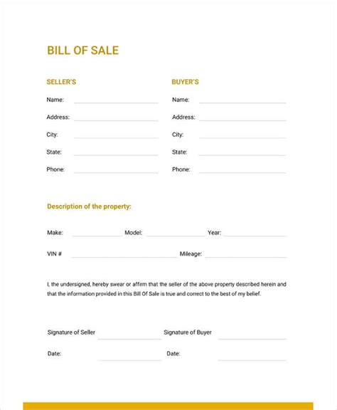 Bill Of Sale Word Template Free Download Aashe