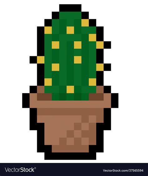 Pixel Mini Cactus Isolated Royalty Free Vector Image
