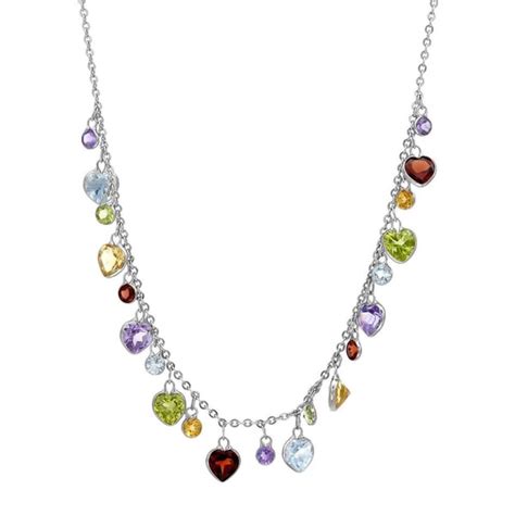 Shop 14k White Gold Multi Gemstone Necklace Overstock 8611340