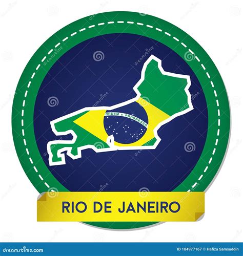 Rio De Janeiro Map Sticker Vector Illustration Decorative Design Stock