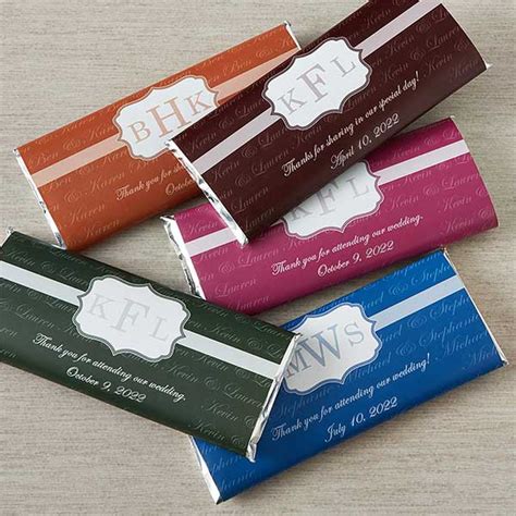 Monogrammed Wedding Favor Candy Bar Wrappers