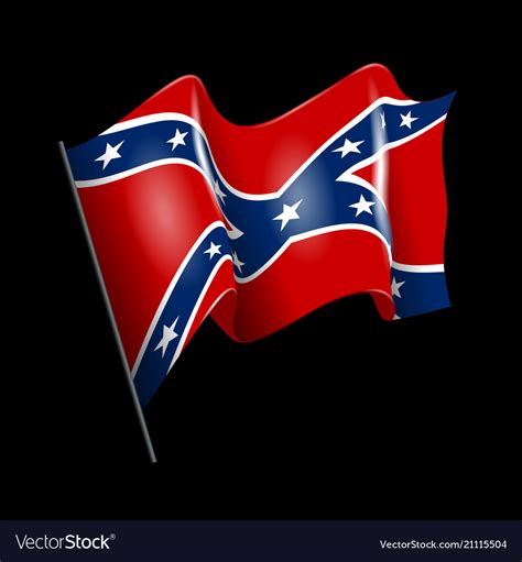 Waving Confederate American Flag Isolated On Black