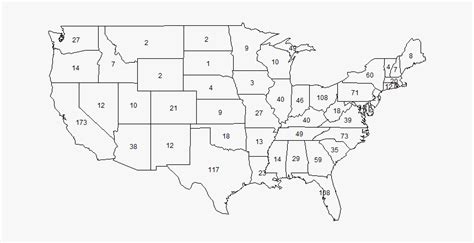 Us Map With Counts Map Of The United States With Numbers Hd Png