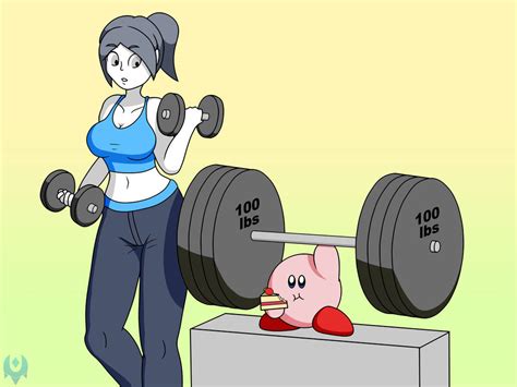 Wii Fit Trainer And Kirby Lifting Weights By Choren64 On Deviantart