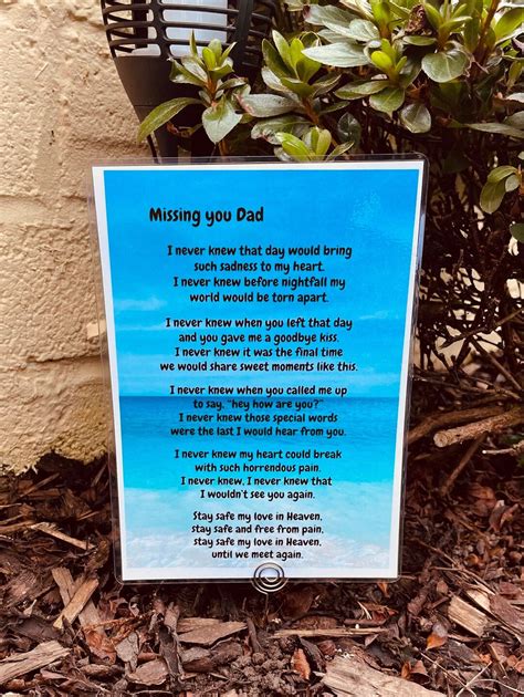 Grave Card Fathers Day Graveside Decoration Missing You Dad Etsy