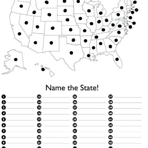 State Capitals Game Printable