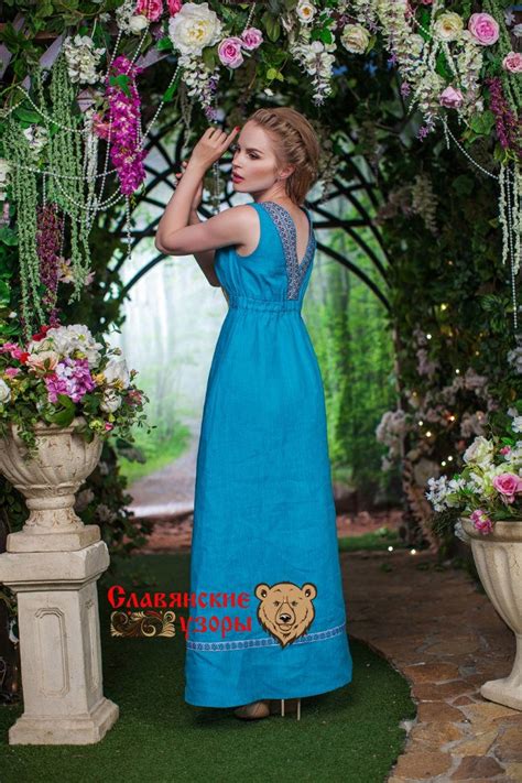 Traditional Russian Blue Sarafan Slavic Dress Linen Dress Etsy