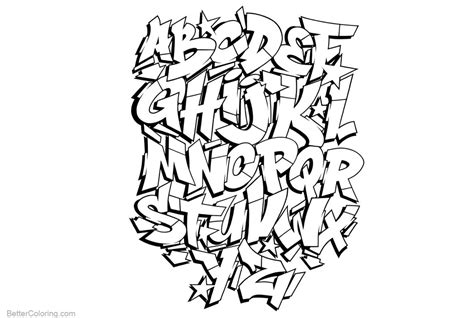 Graffiti Coloring Pages Alphabet Drawing Free Printable Coloring Pages