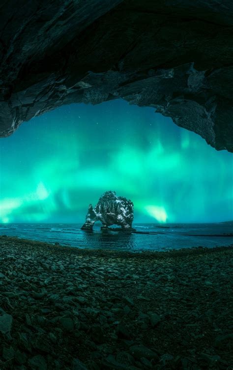 840x1336 Aurora Borealis View From A Cave 840x1336 Resolution Wallpaper