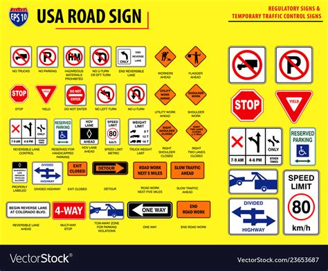 Set Of Usa Road Sign Royalty Free Vector Image