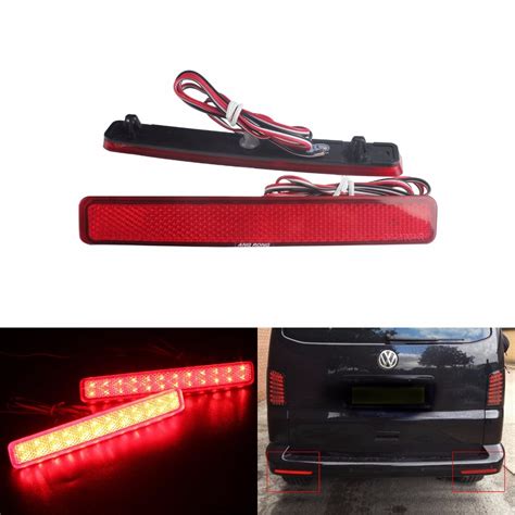 Angrong X Red Rear Bumper Reflector Led Tail Stop Brake Light For Vw