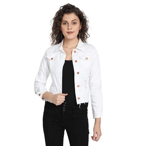 Buy Denim Latest Stylish White Jacket For Womens At