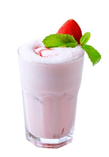 Strawberry Milkshake White Background Berry Fruit Glass Snack Png