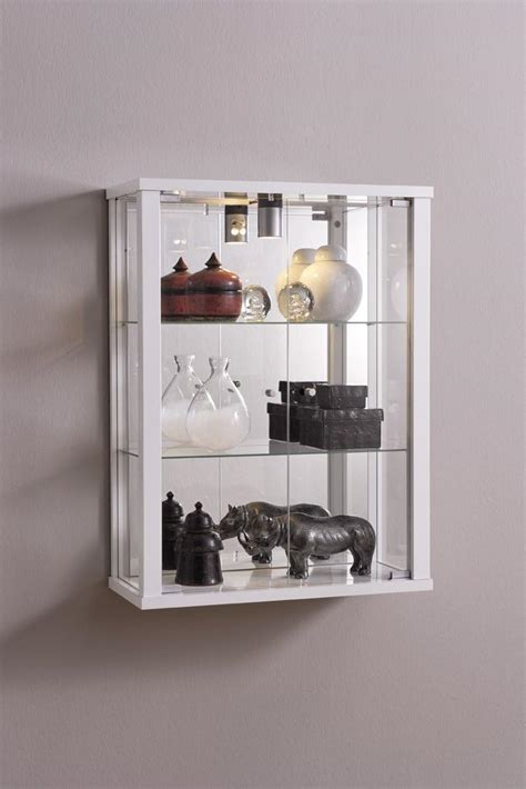Entry Plus Door Wall Mounted Lockable Glass Display Cabinet In Wood