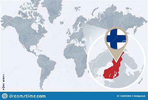 Map of finland which is the 8th largest country within the european continent and is located in northern part of europe. Abstract Blue World Map With Magnified Finland. Stock ...