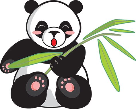 Panda Holding Bamboo Branch Clipart Free Download Transparent Png