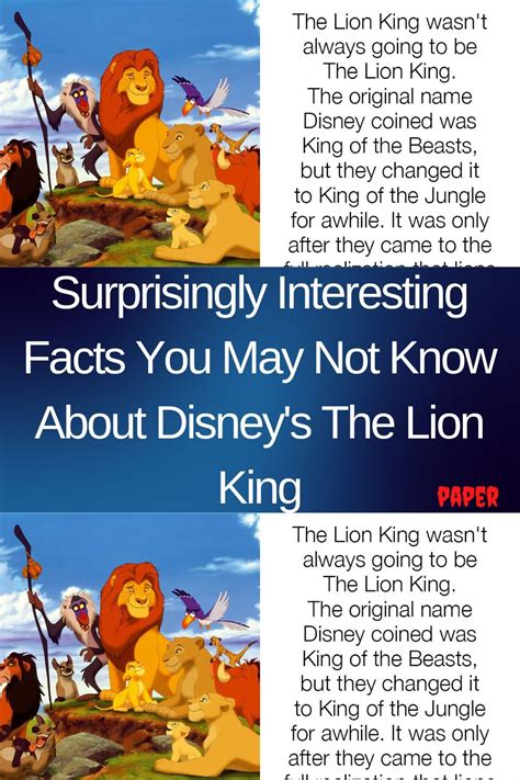 Disney Musical Lion King Fun Facts Musicals Hilarious Animation