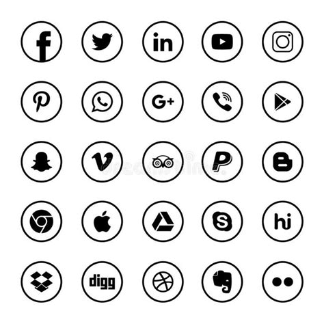 Social Media Icons Black Collection Of Social Media Icons Black Round