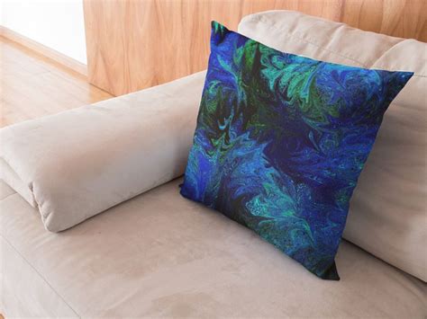 Blue Green Pillow Abstract Home Decor Blue Green Print Throw Etsy