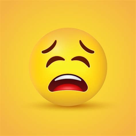 Premium Vector 3d Weary Emoji With Tired Face Or Wailing Sad Emoticon