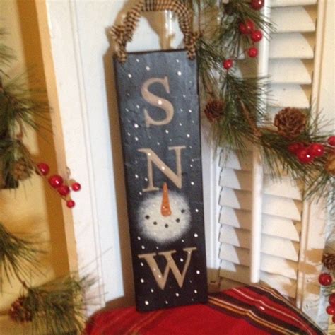 Love Snow Snowman Sign Primitivehand Crafted And Painted Christmas