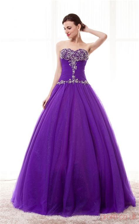 Purple Tulle Ball Gown Sweetheart Sleeveless Prom Ball Gownsjt4