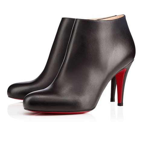 christian louboutin belle leather red sole ankle boot black modesens