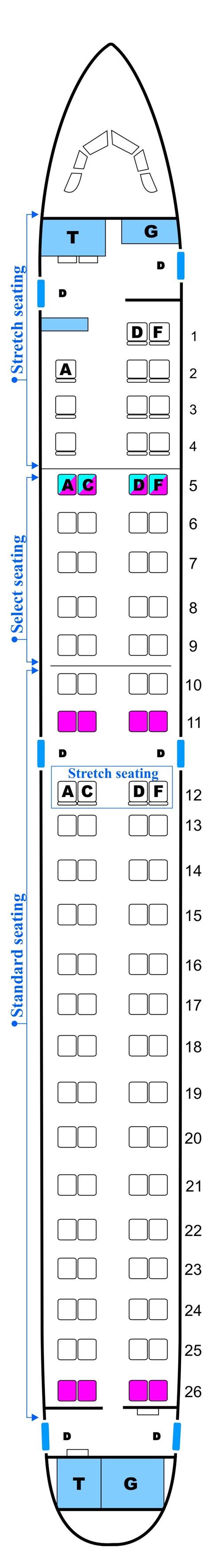 Seat Map Midwest Airlines Embraer E190 Config B Midwest Airlines