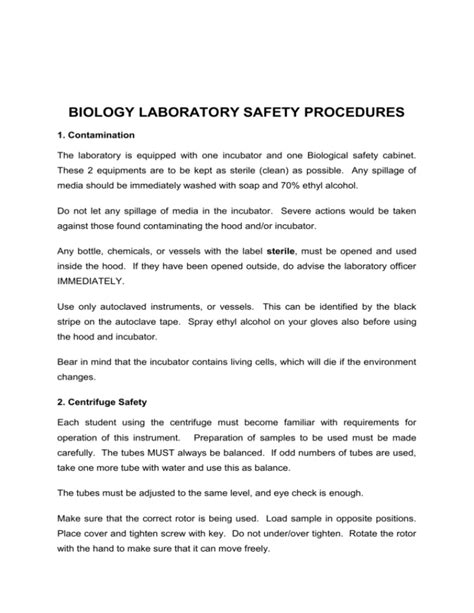 Biology Laboratory Safety Procedures