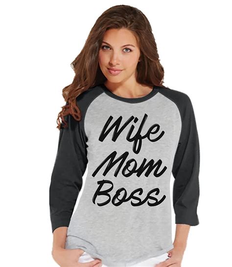 7 Ate 9 Apparel Womens Wife Mom Boss Mothers Day Raglan Shirt Wife
