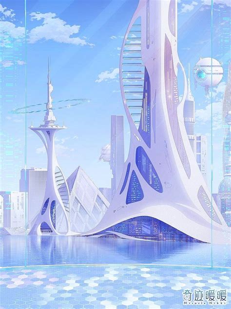 A Futuristic City With Skyscrapers And Tall Buildings On The Water In
