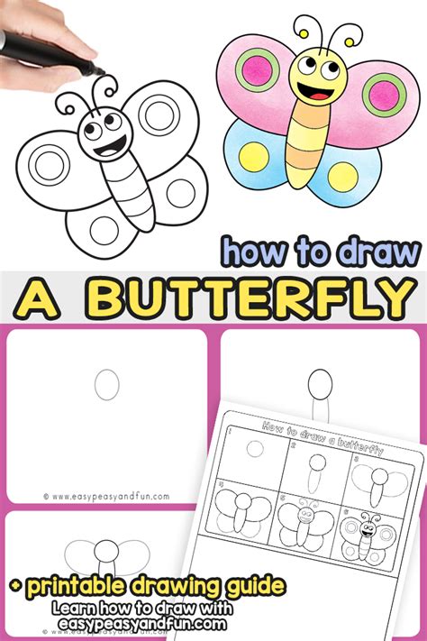 How To Draw A Butterfly Step By Step For Kids Guided Drawing
