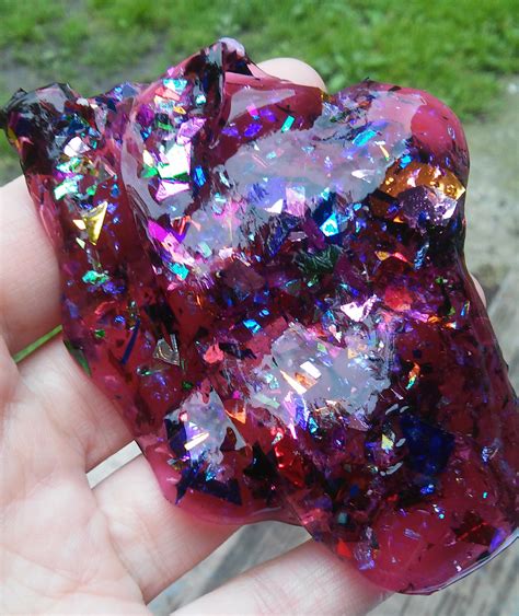 Rainbow Glitter Slime Red Purple Clear Slime Confetti Textured Etsy