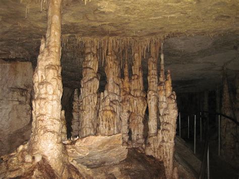 Travertine Flowstone Covered Columns In Great Onyx Cave Flint Ridge