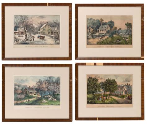 Lot Four Currier And Ives American Homestead Lithographs America