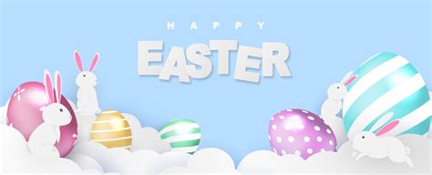 Learn how easter eggs and the easter bunny fall into the holiday. Happy Easter Banner Rabbit Shine Eggs - Download Free ...