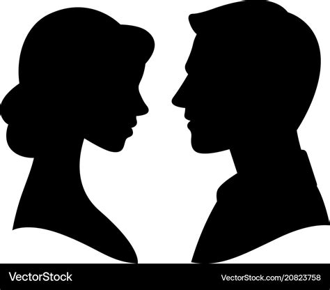 Silhouette Cameo Man And Woman Portrait In Profile