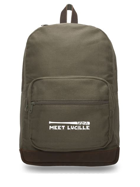Meet Lucille Canvas Teardrop Backpack With Leather Accents Olive And Wh