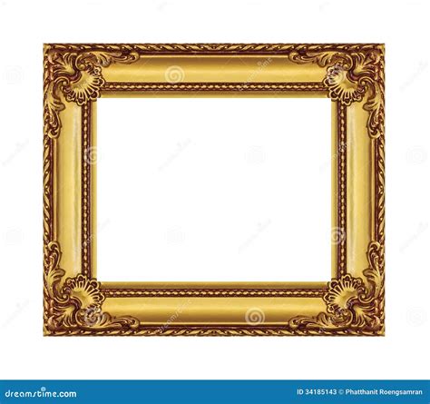 Antiek Gouden Kader Op De Witte Achtergrond Stock Afbeelding Image Of