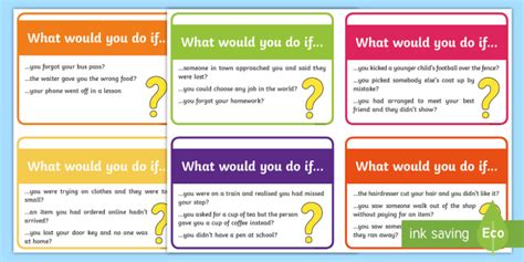 ‘what Would You Do If Questions Esl Prompt Cards Twinkl