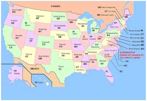 Usa Map With State Names And Abbreviations