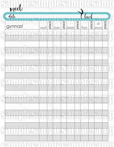 Printable Gymnastics Score Sheet Printable Word Searches