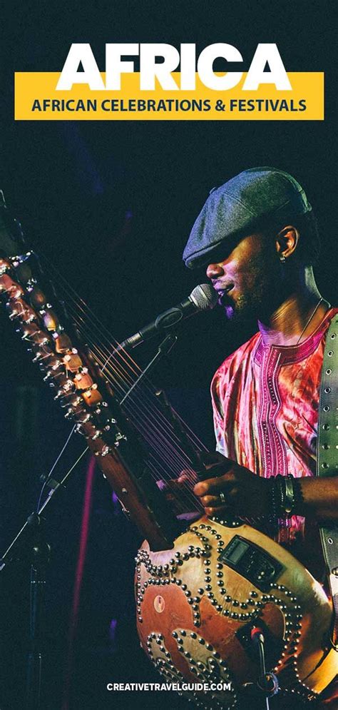 A Man Playing An African Guitar On Stage With The Words Africa